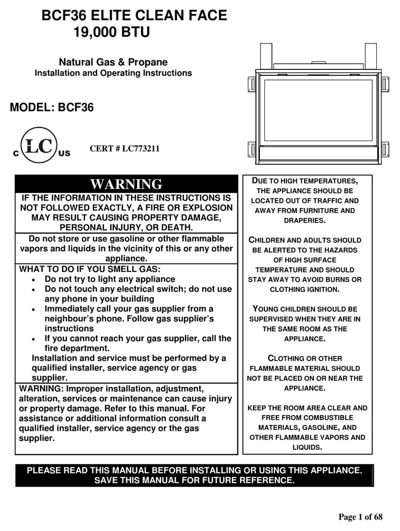 Savannah Heating BCF36 Installation and operating instructions