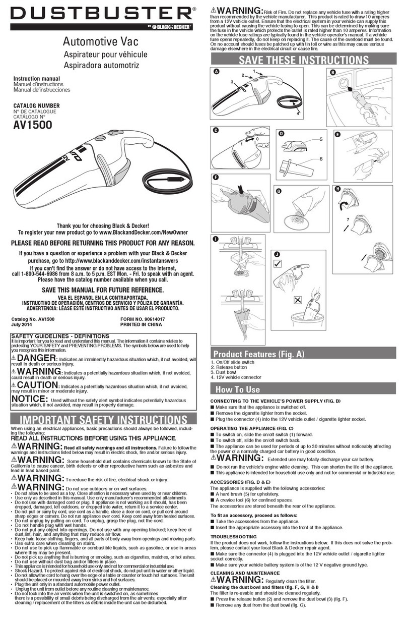Black & Decker Dustbuster AV1500 User manual