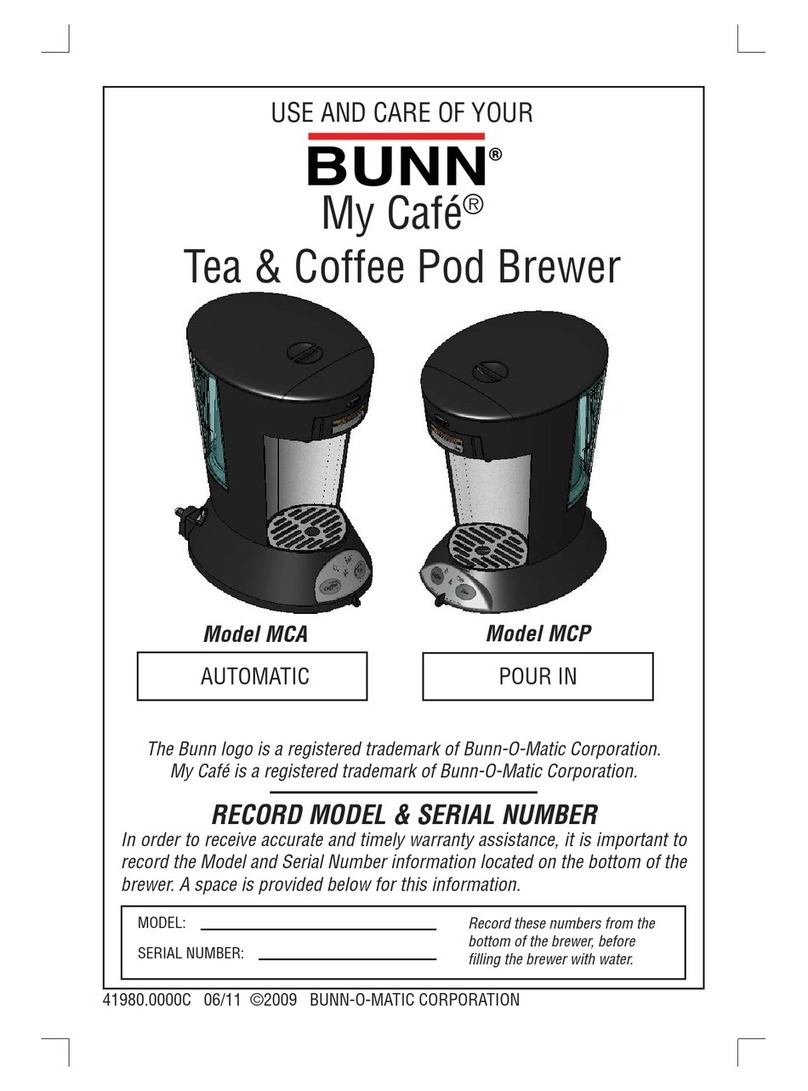 Bunn MY CAFE MCA Use and care