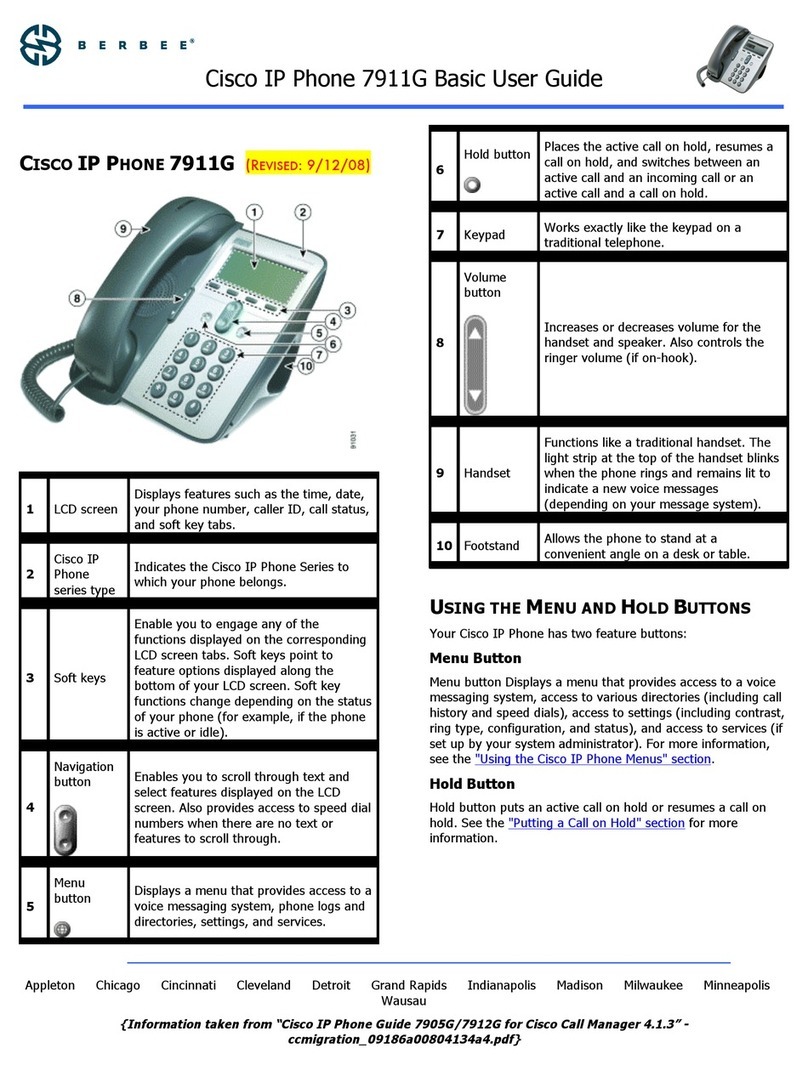 Cisco 7911G - IP Phone VoIP Operating and maintenance manual Cisco 7911G - IP Phone VoIP Operating and maintenance manual