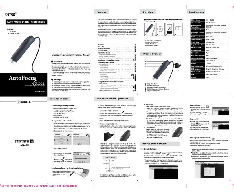 iTEZ AutoFocus eScope DP-M13 User manual