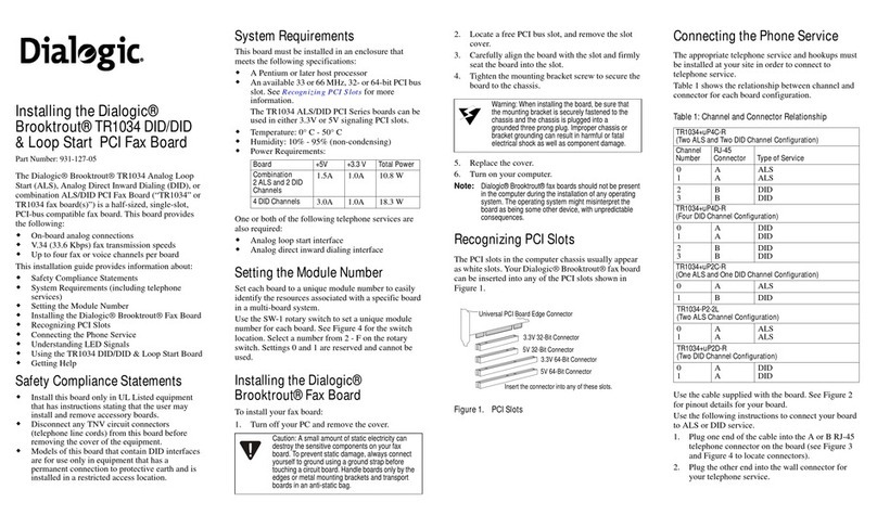 Dialogic Brooktrout TR1034 Instruction Manual
