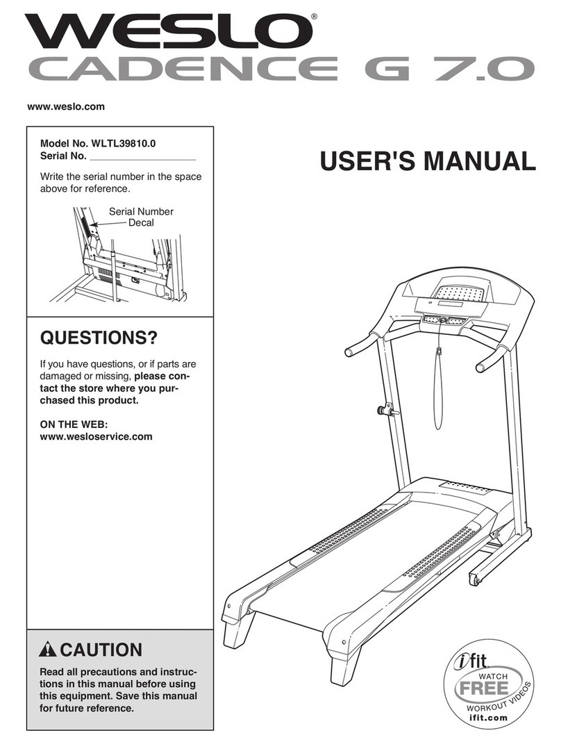 Weslo Cadence G 7.0 WLTL39810.0 user manual