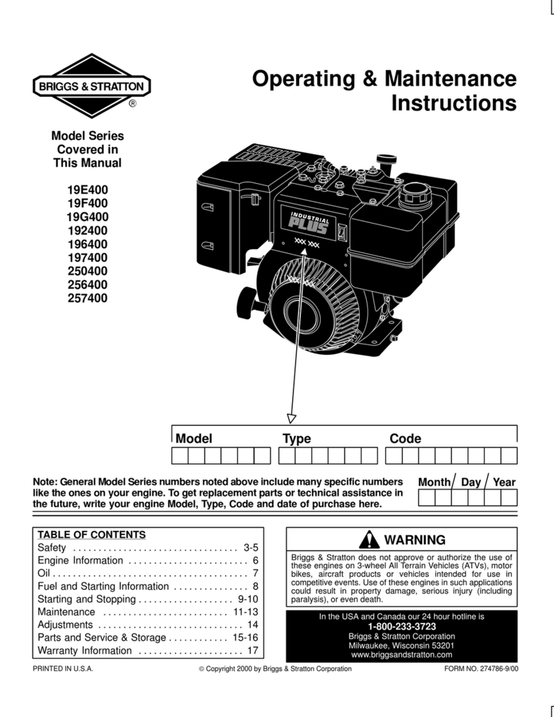 Briggs & Stratton 19E400 Installation and operation manual
