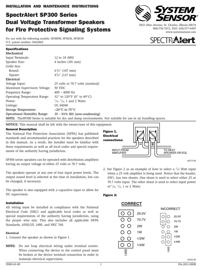 System Sensor SpectrAlert SP300 Series User manual