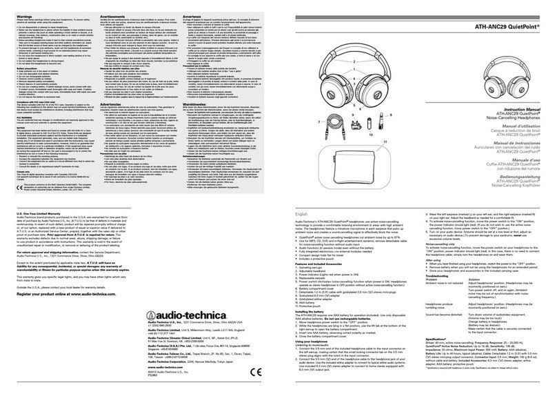Audio Technica ATH-ANC29 QuietPoint User manual