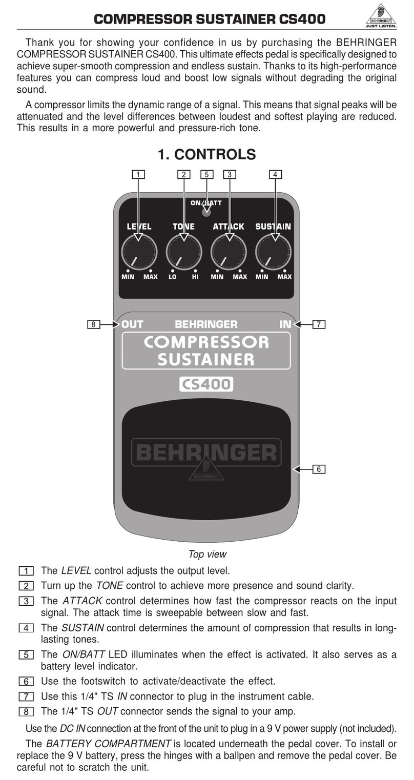 Behringer COMPRESSOR SUSTAINER CS400 User manual