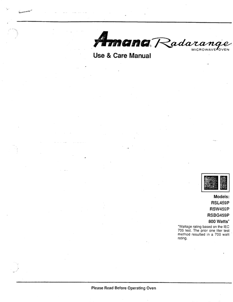 Amana Radarange RSL459P Use & care manual