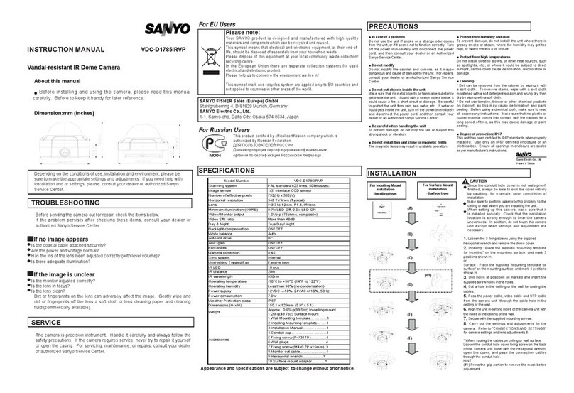 Sanyo VDC-D1785IRVP User manual