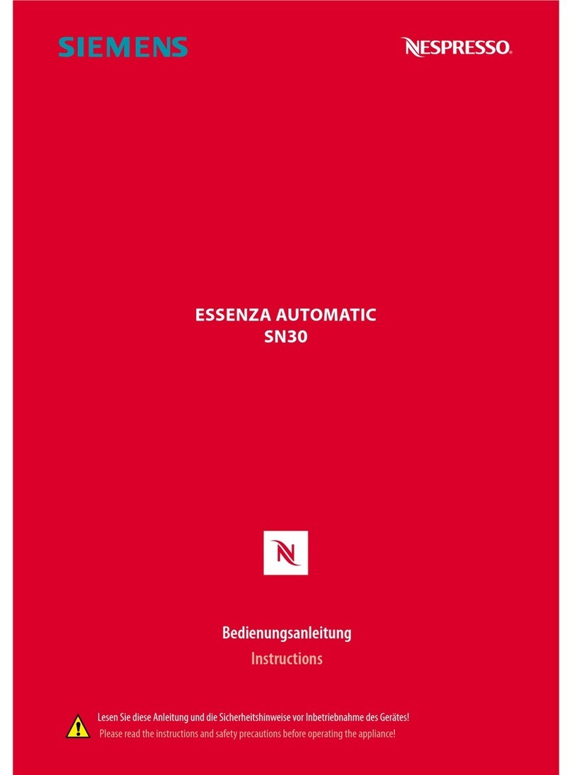 Siemens Nespesso ESSENZA automatic SN30 User manual