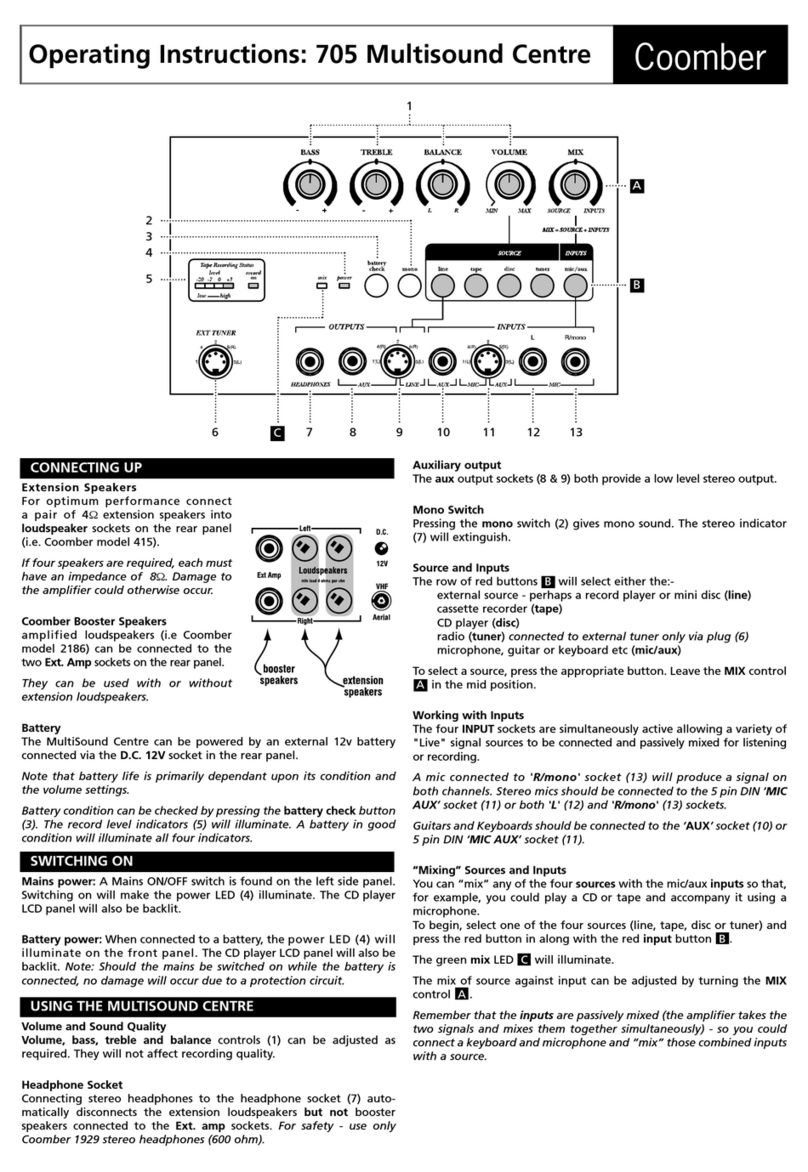 Coomber 705 operating instructions