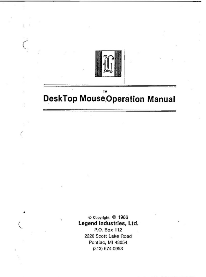 Legend Industries DeskTop Mouse Operation manual