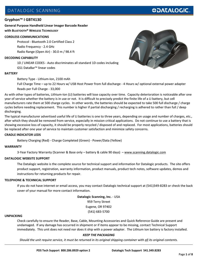 Datalogic Gryphon I GBT4130 Scanning guide