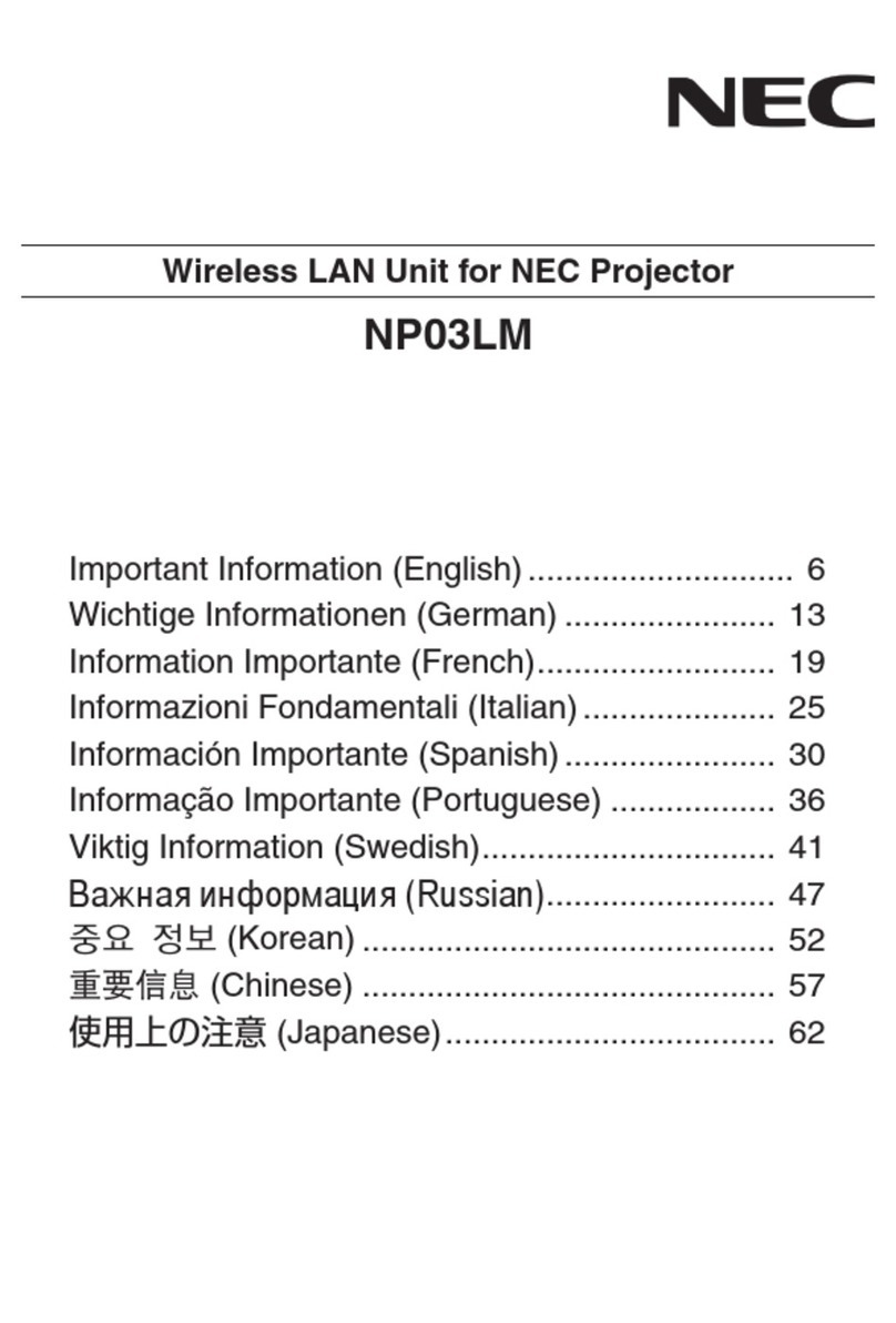 NEC NP03LM Important information