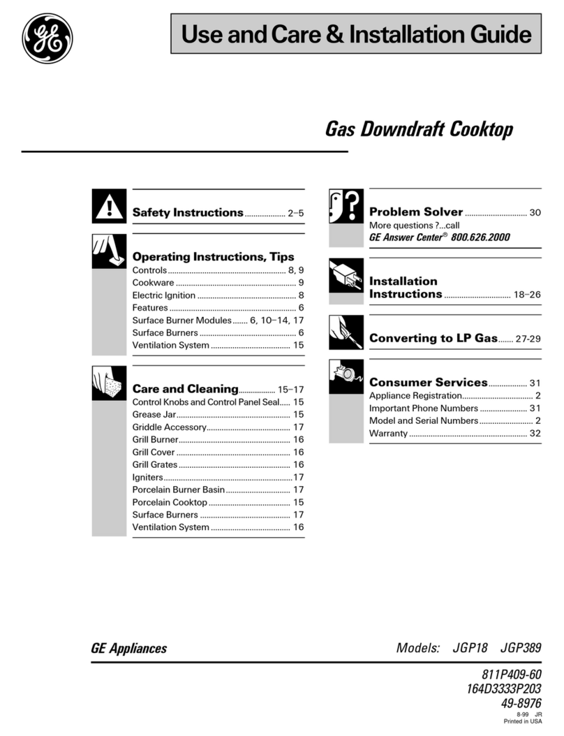 GE JGP18 Use and care & installation guide