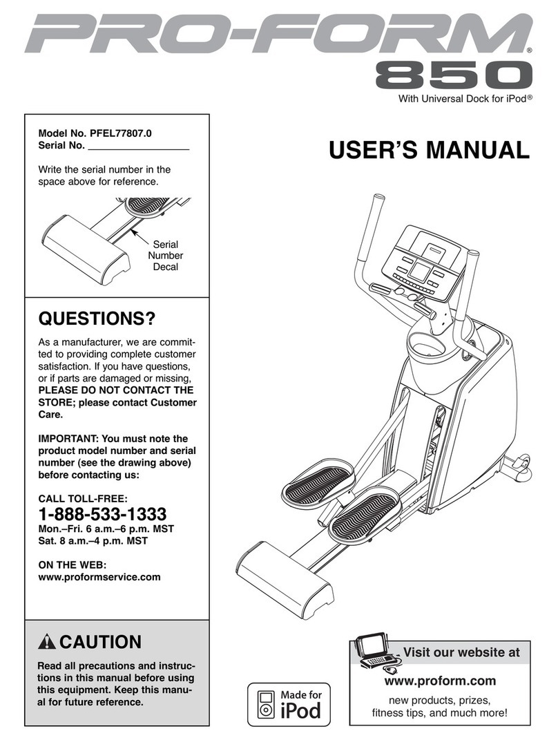 Pro-Form 850 PFEL77807.0 User manual