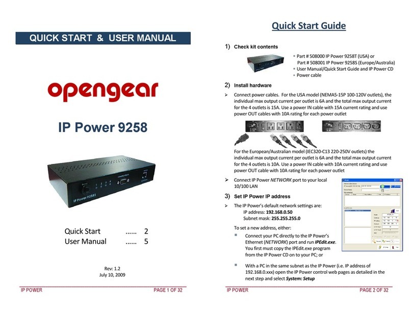 Opengear IP Power 9258 Quick start user manual
