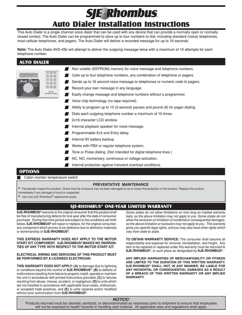 SJE Rhombus Auto Dialer installation instructions