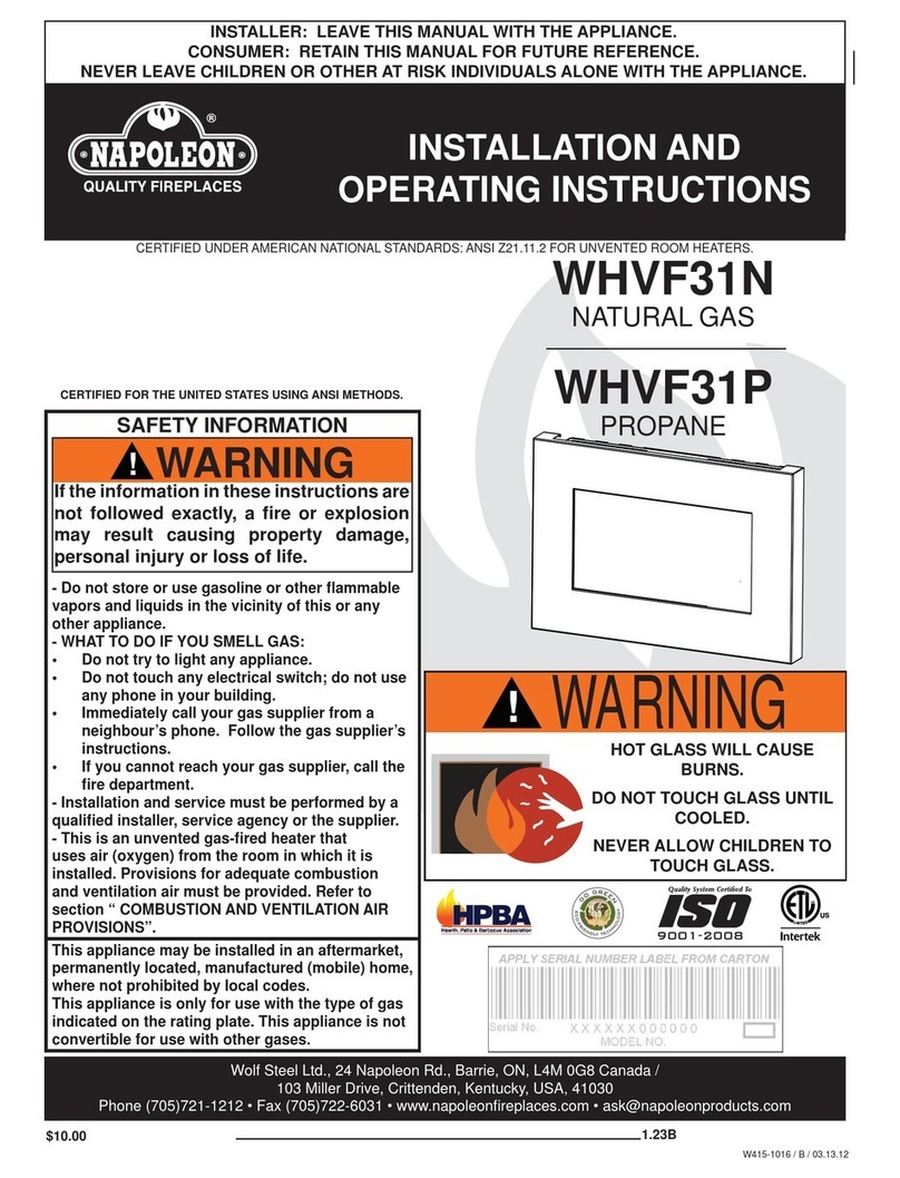 Napoleon WHVF31N User guide