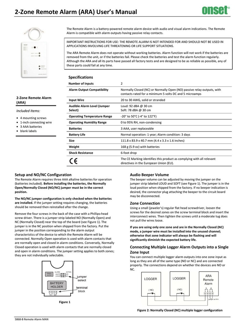 Onset 2-Zone Remote Alarm user manual