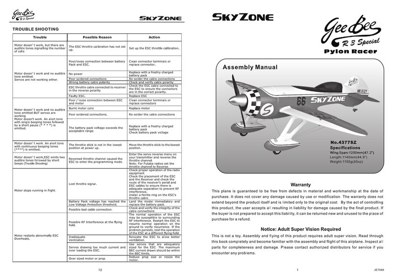 SkyZone Gee Bee 4377SZ Assembly manual