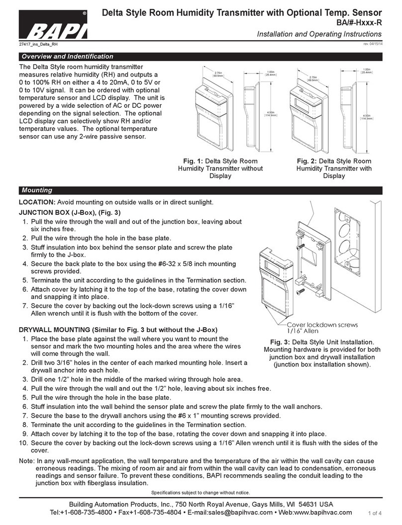 BAPI Delta Style Installation and operating instructions