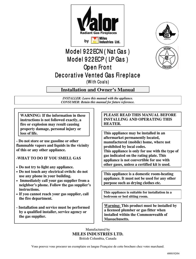Valor PORTRAIT 922ECN Installation and owner's manual