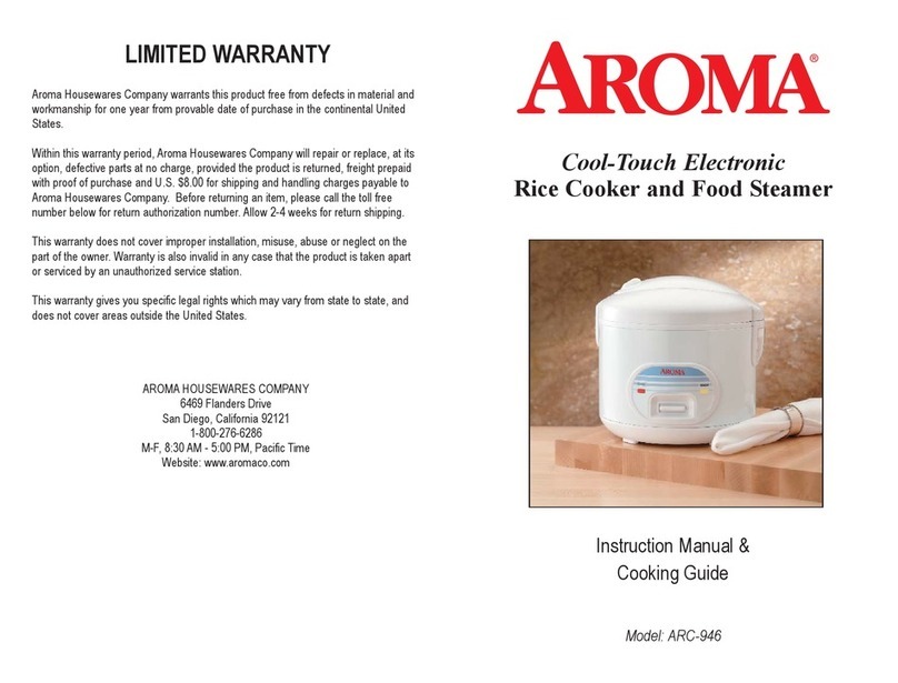 Aroma ARC-946 Instruction manual & cooking guide