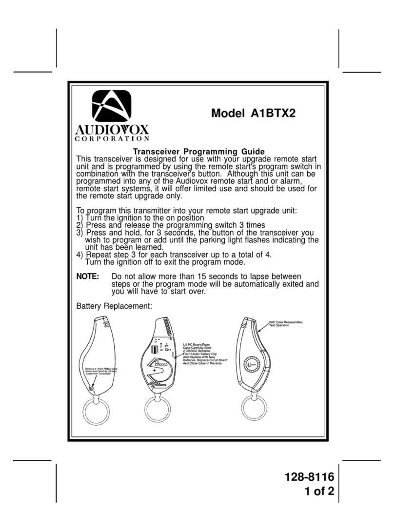 Audiovox A1BTX2 Operating instructions