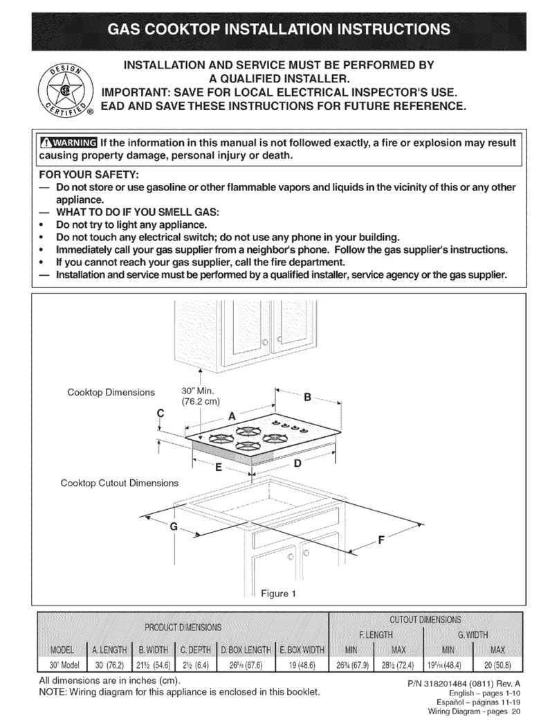 Sears Gas Cooktop installation instructions