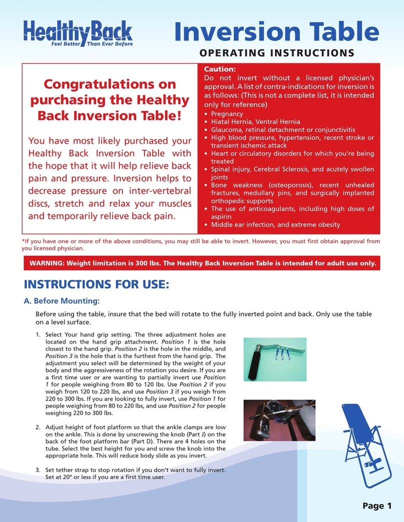 HealthyBack Inversion Table operating instructions