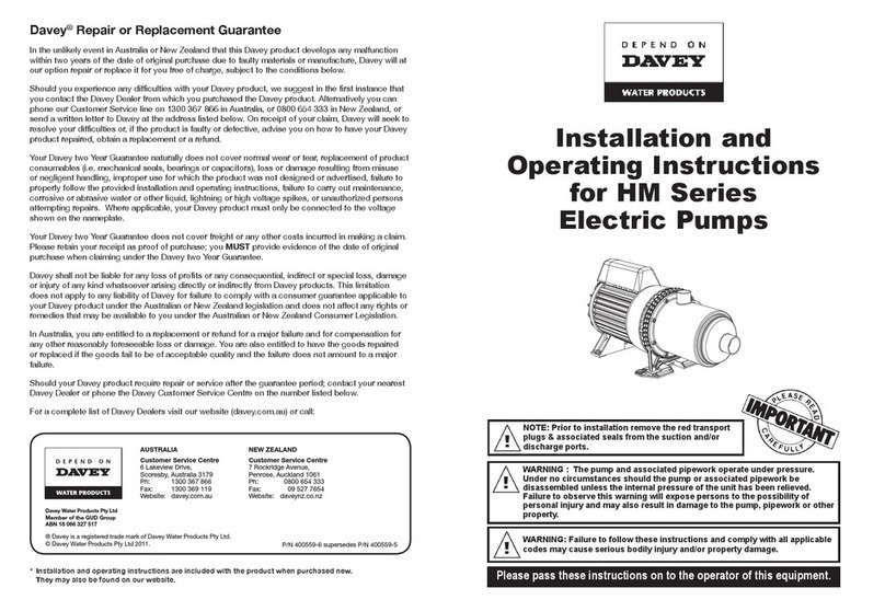 Davey HM Series User manual