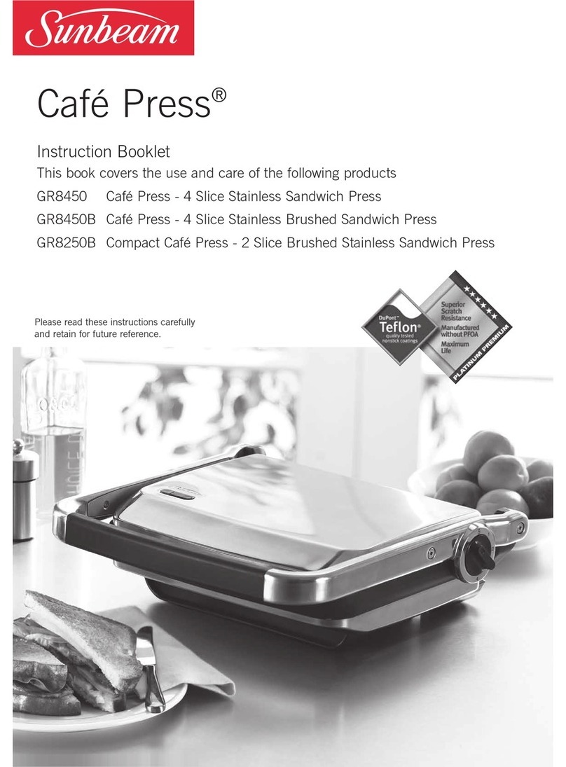 Sunbeam GR8450 Cafe Press Instruction booklet