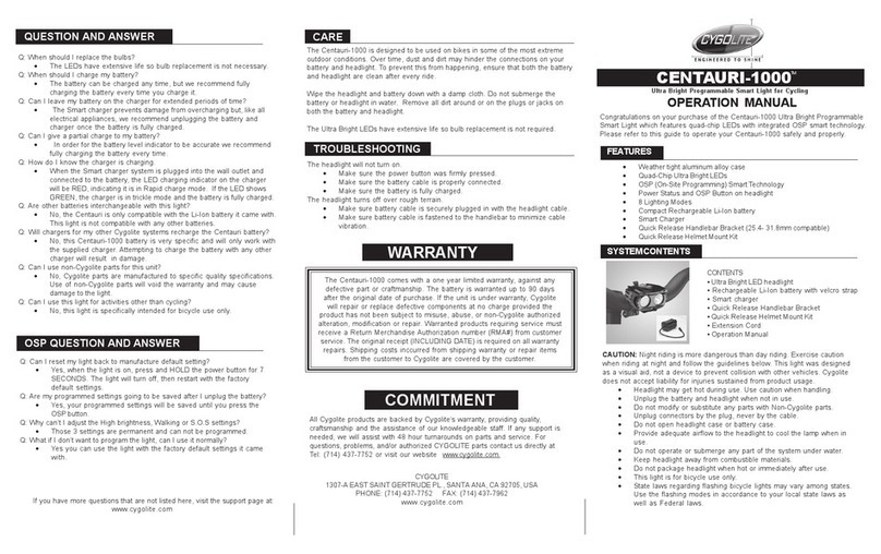 Cygolite CENTAURI-1000 Operation manual