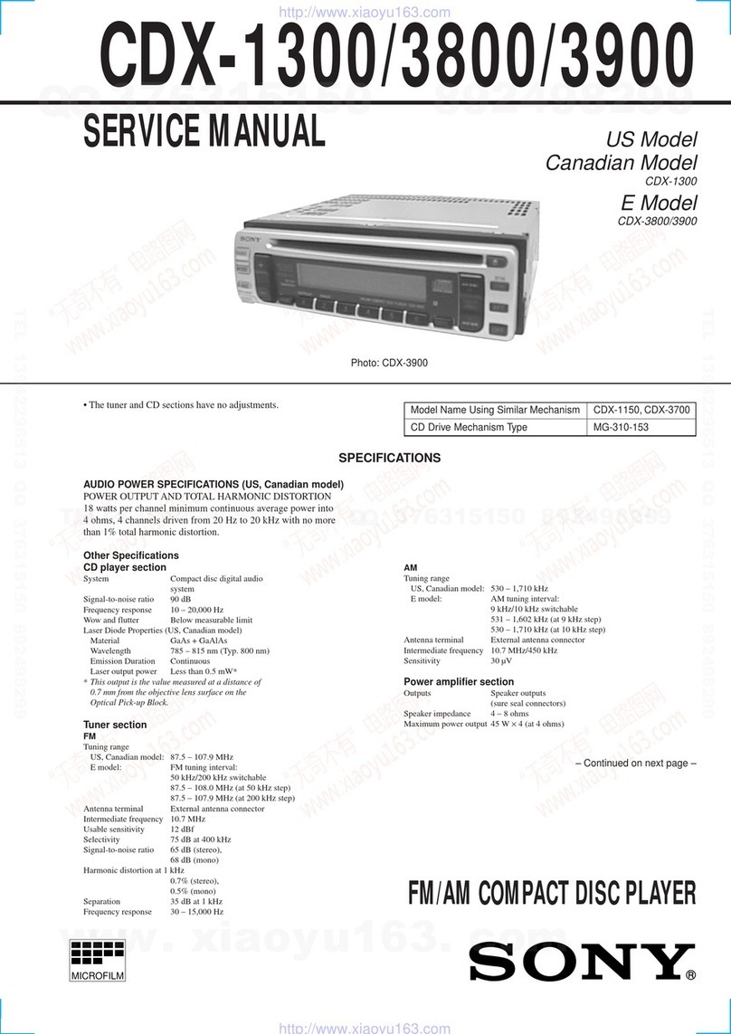 Sony CDX-1300 - Fm/am Compact Disc Player Service manual