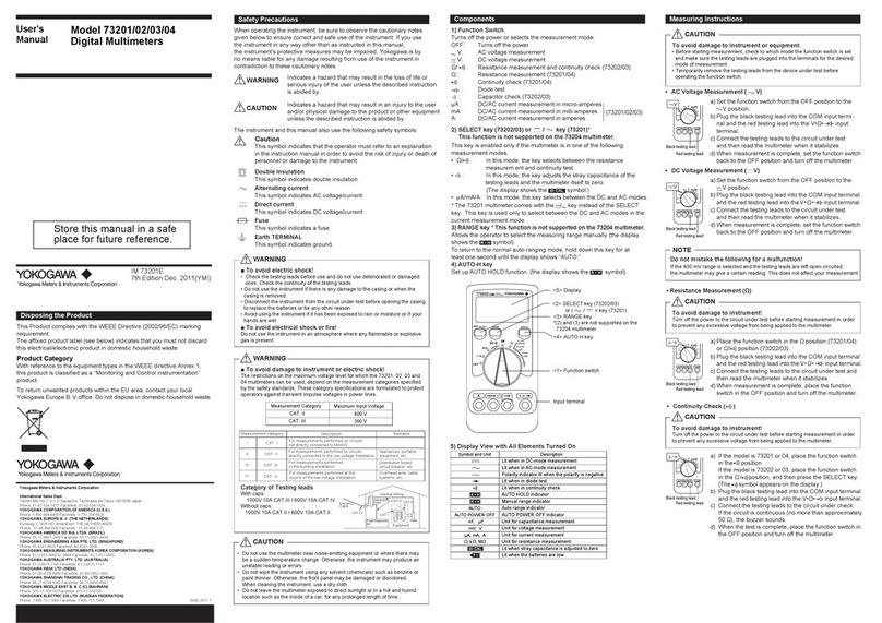 YOKOGAWA 73201 user manual