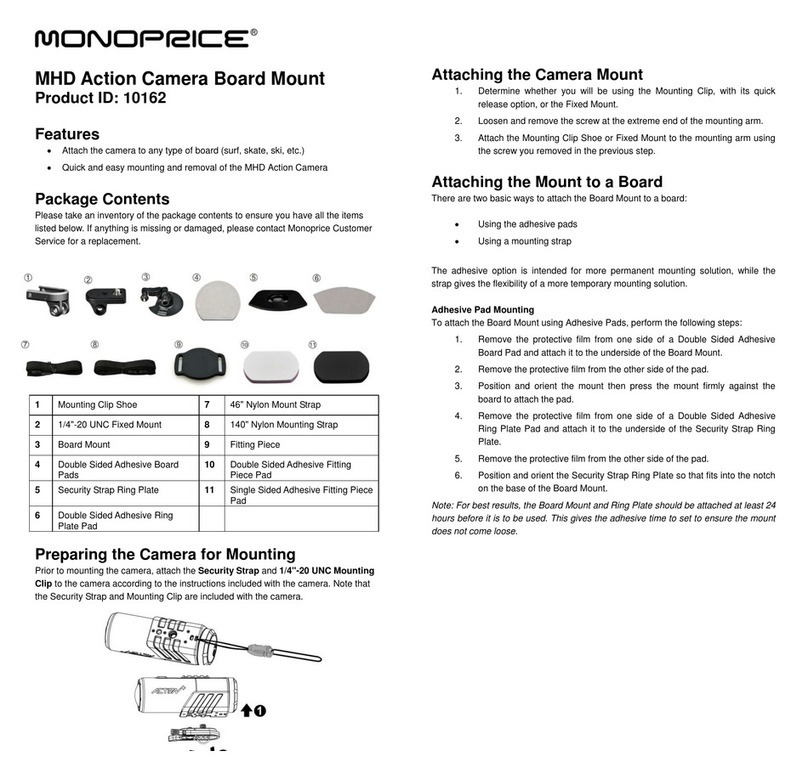 Monoprice MHD Action Camera Board Mount User manual