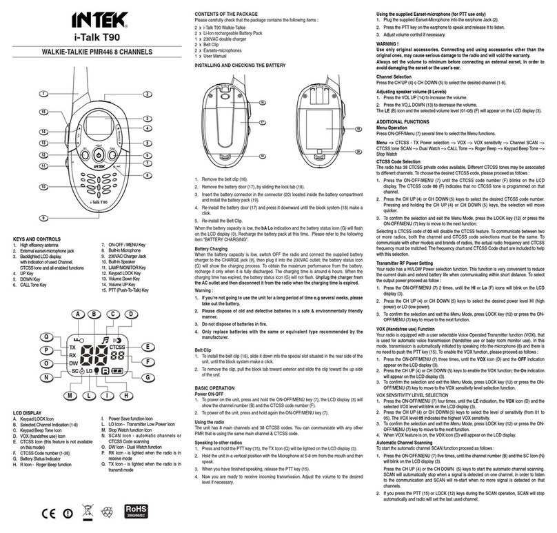 Intek i-Talk T90 user manual