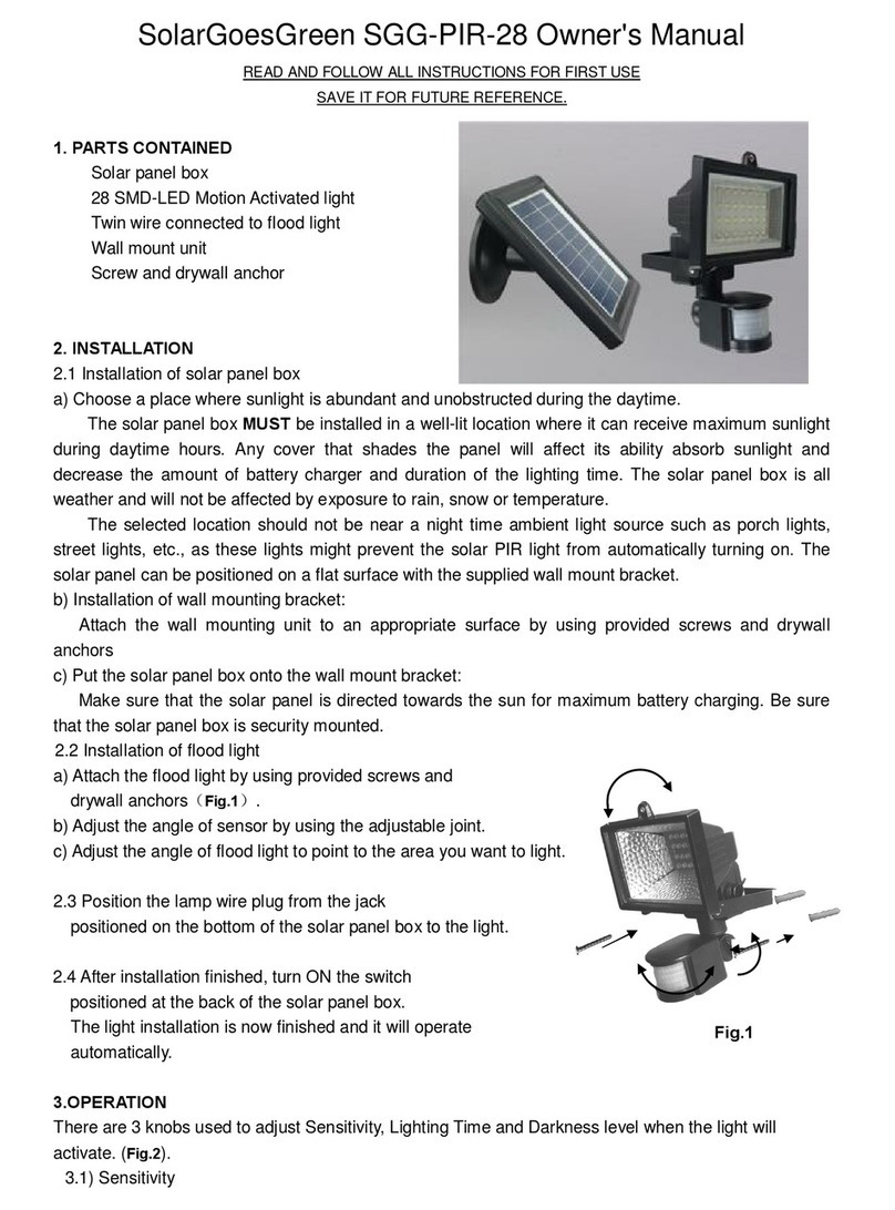 Solar Goes Green SGG-PIR-28 owner's manual