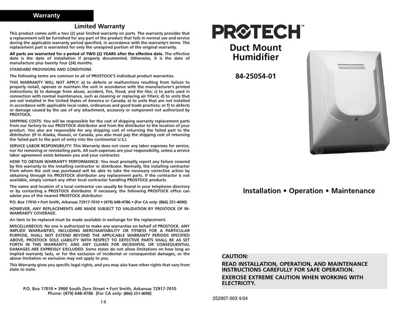 protech 84-25054-01 Installation operation & maintenance