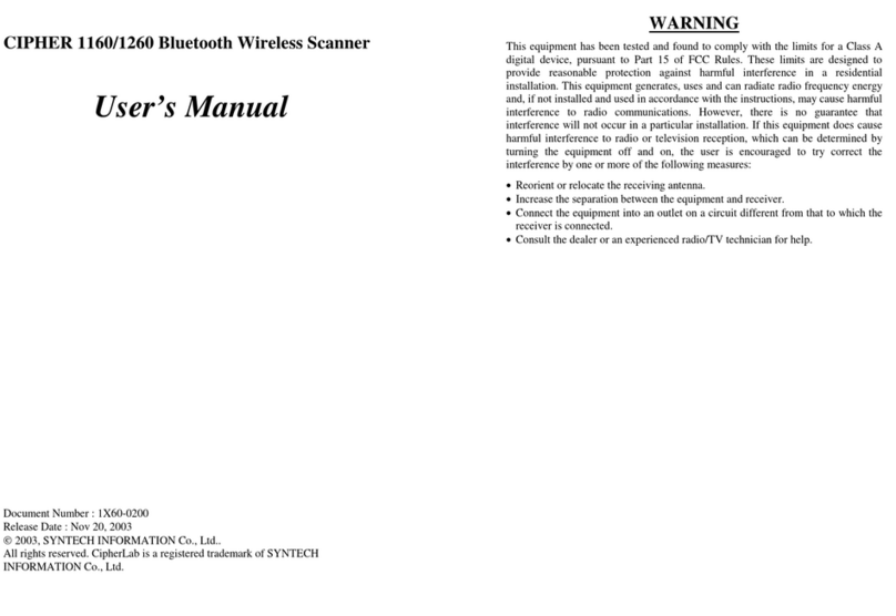 Syntech Information CIPHER 1160 User manual