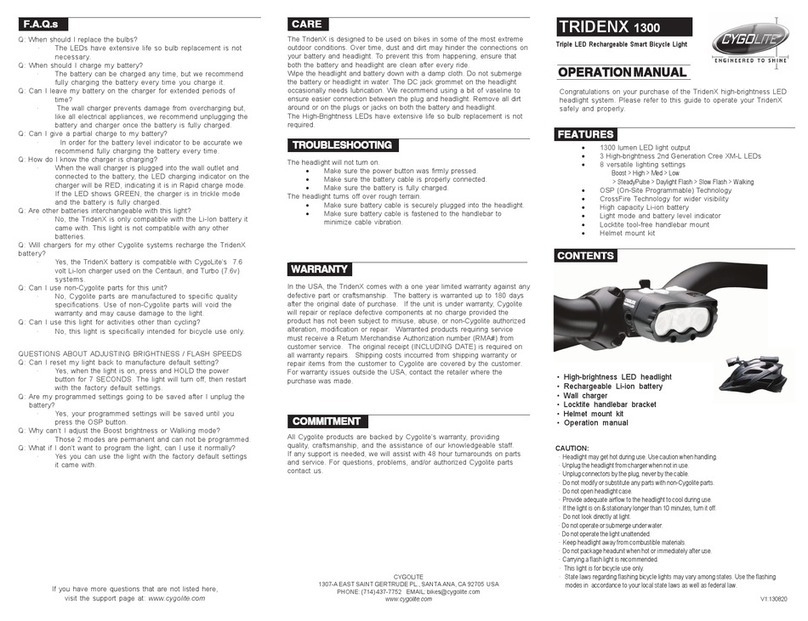Cygolite TridenX 1300 Operation manual