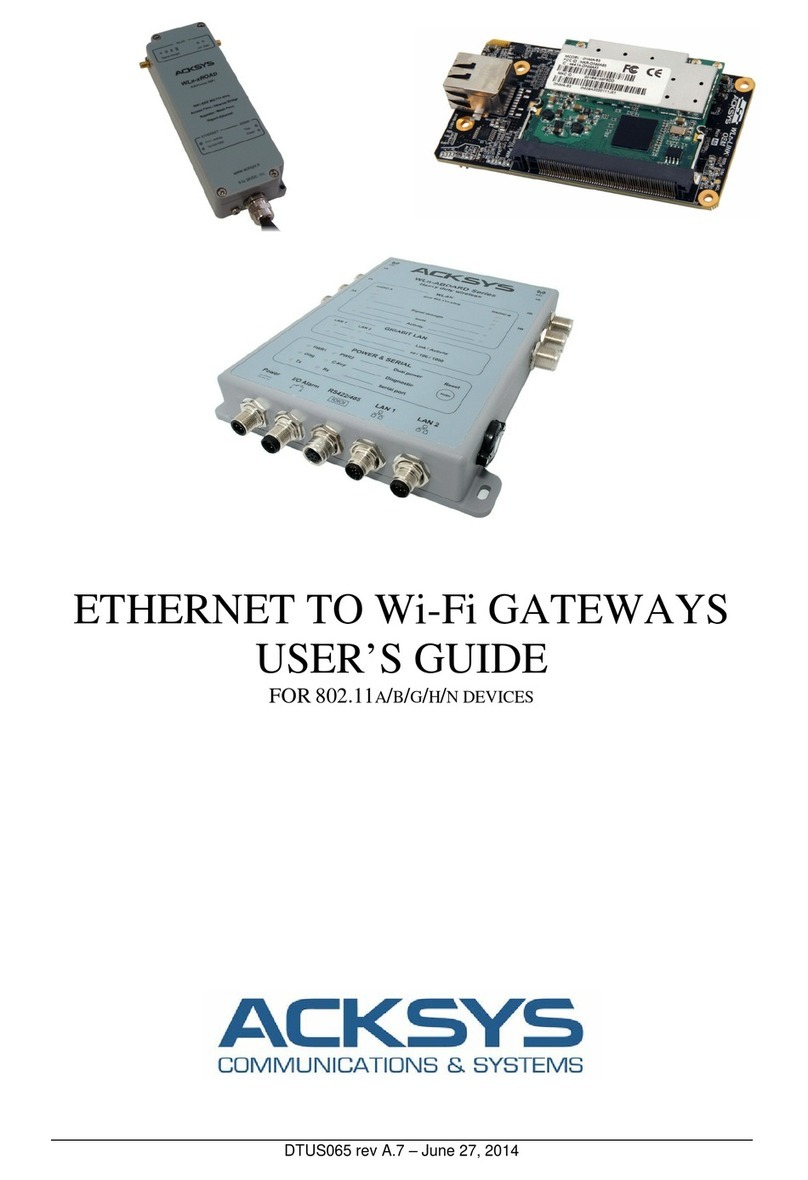 Acksys ETHERNET TO Wi-Fi GATEWAYS user guide