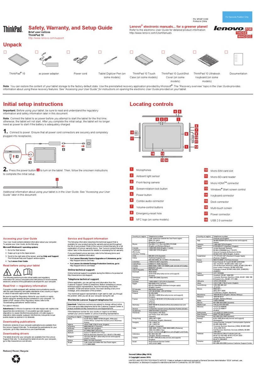 Lenovo ThinkPad 10 User manual