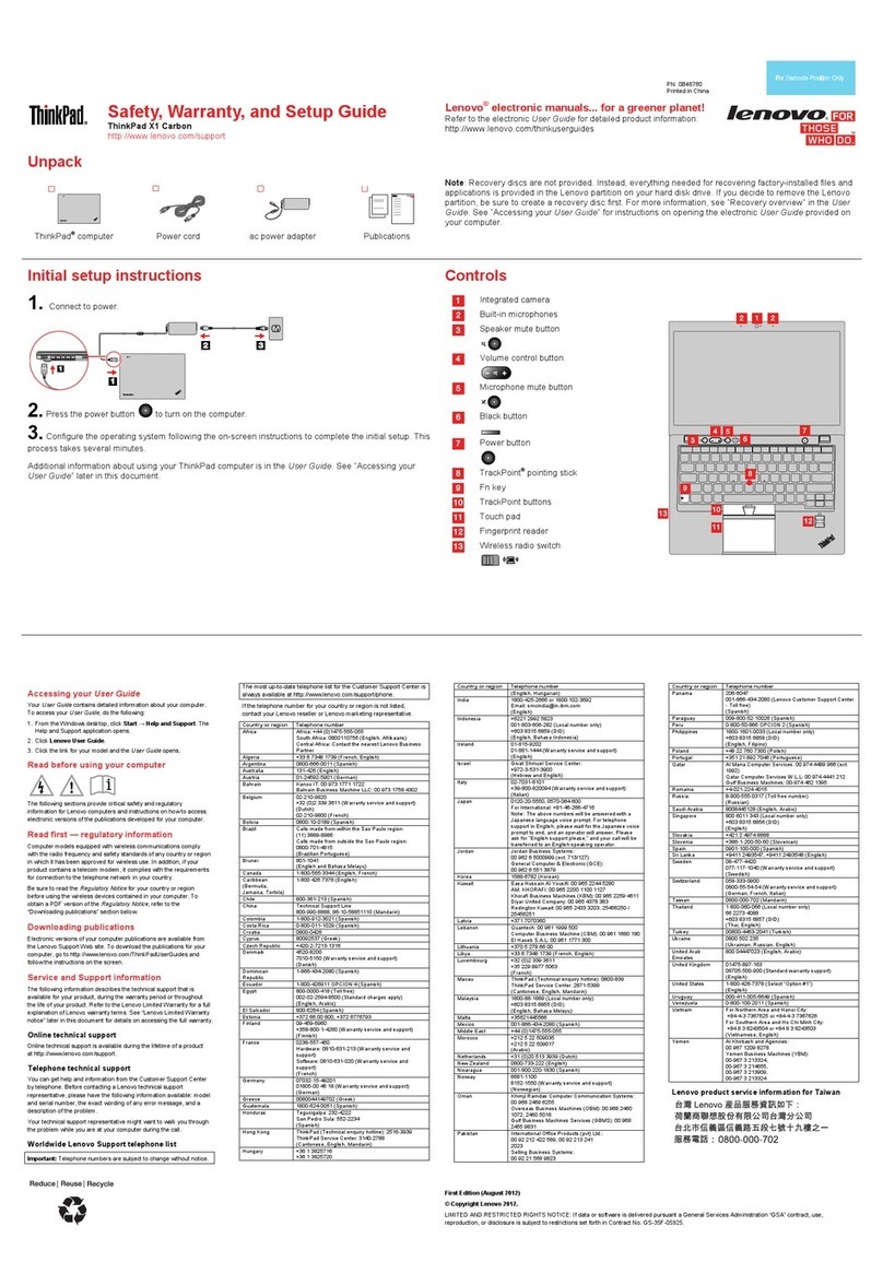 Lenovo ThinkPad X1 Carbon User manual