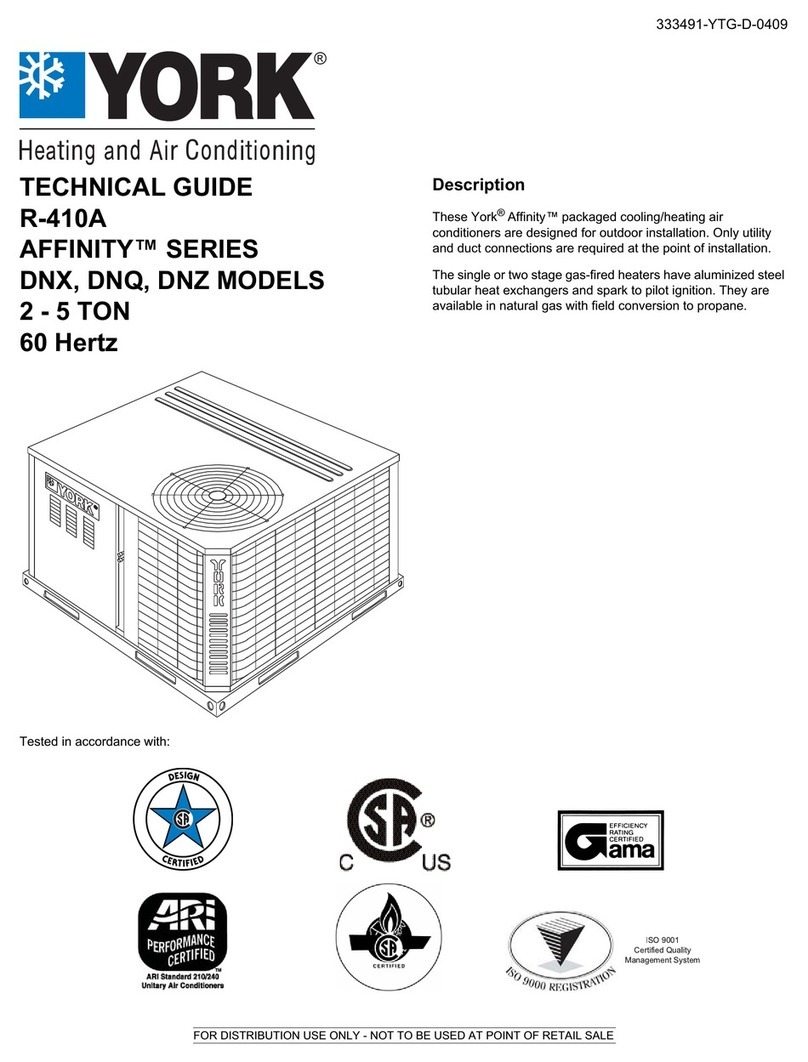 York AFFINITY R-410A DNX Quick start guide