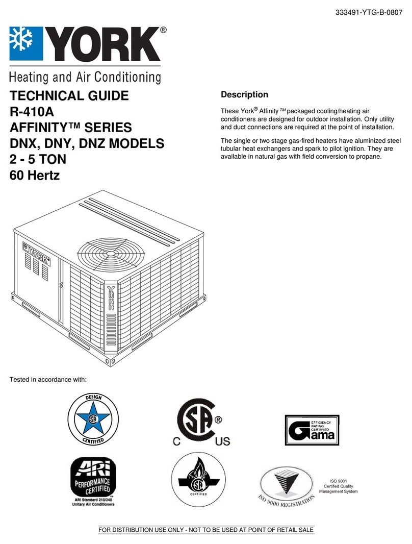York AFFINITY R-410A DNX Quick start guide