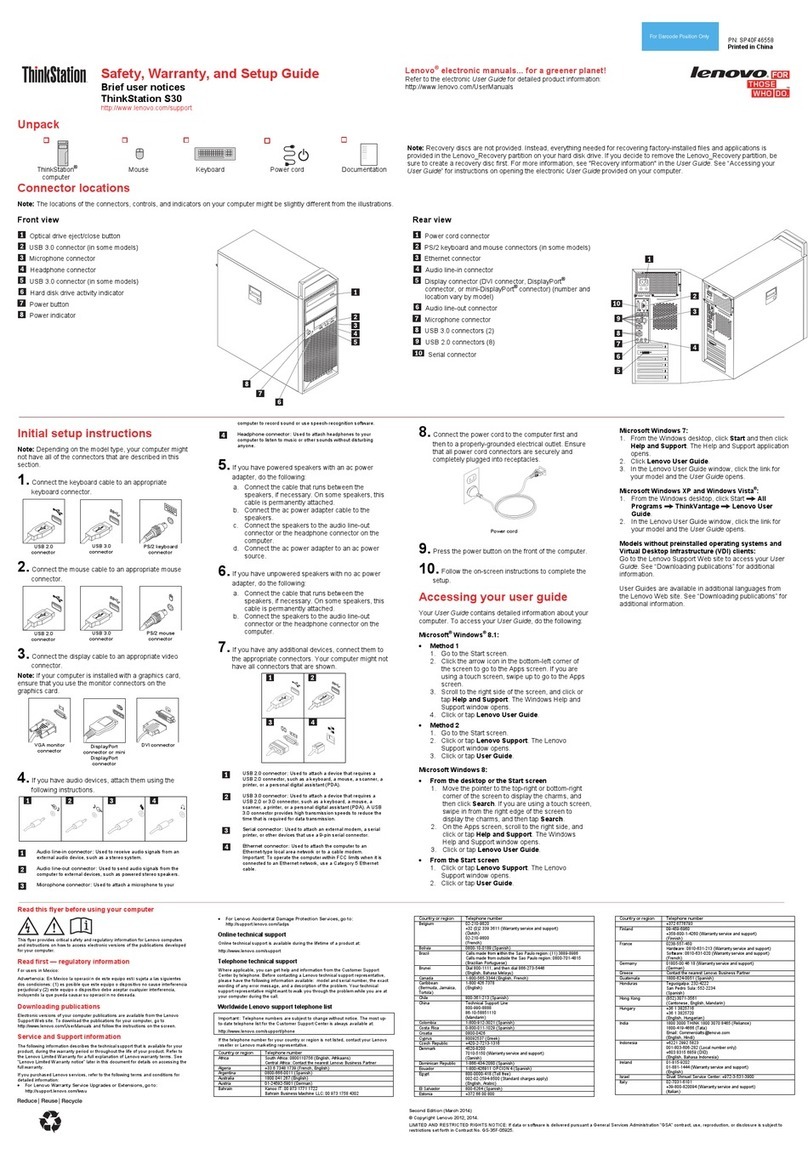 Lenovo ThinkStation S30 User manual