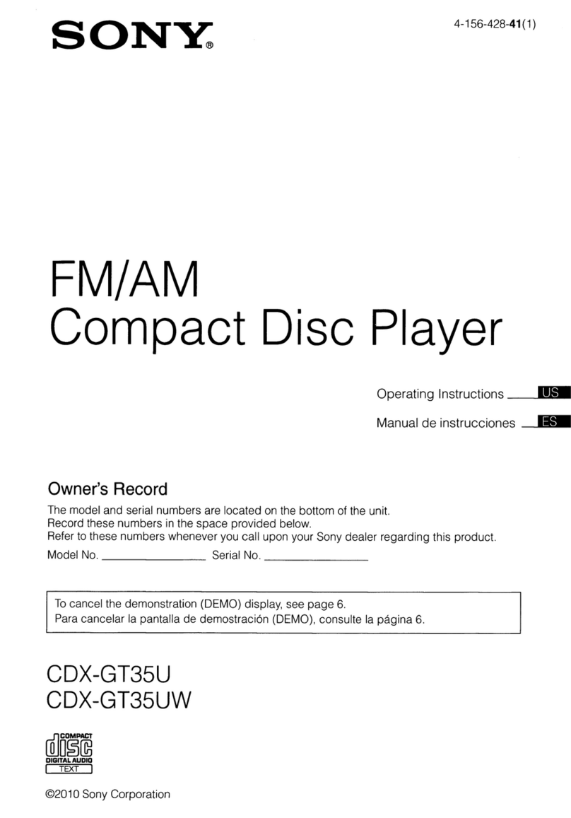 Sony CDX-GT35U - Fm/am Compact Disc Player User manual