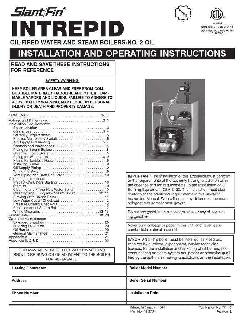 Slant/Fin VICTORY II VHS Series Installation and operating instructions